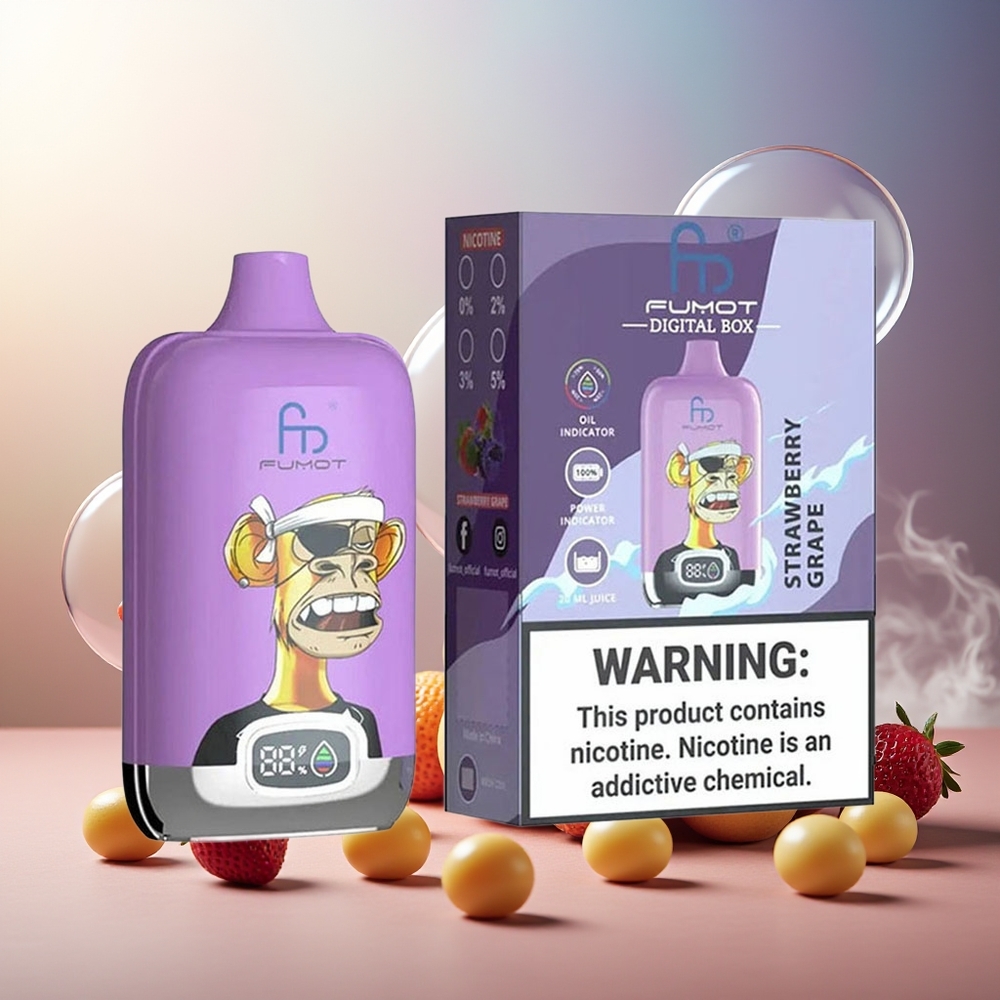 Fumot Tornado Digital Box 12000 Puffs Norge Engros 20ml Mesh Type-C Jordbær Drue