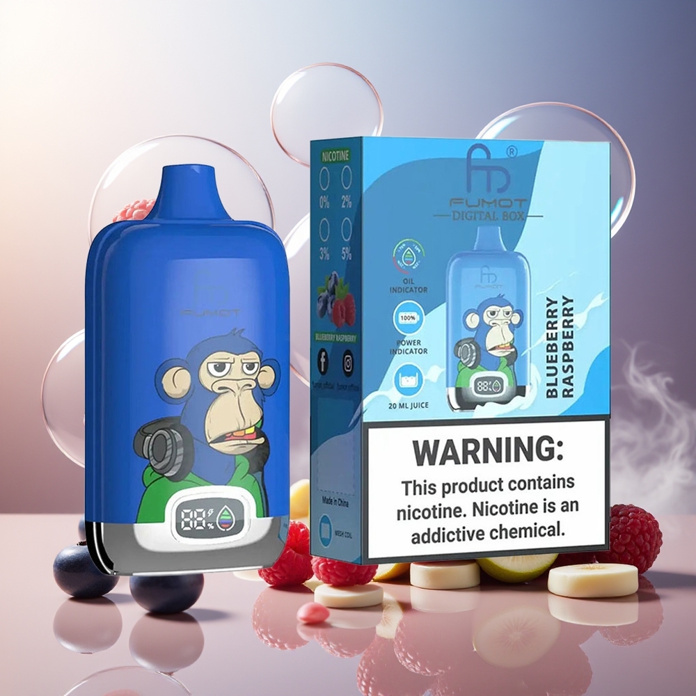 Fumot Tornado Digital Box 12000 Puffs Norge Engros Blåbær Bringebær MTL Mesh 20ml