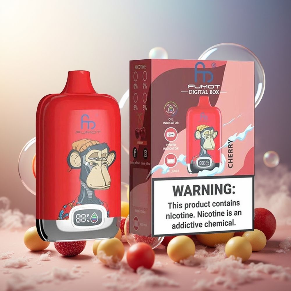 Fumot Tornado Digital Box 12000 Puffs Norge Engros MTL Mesh Coil 20ml Type-C Kirsebær