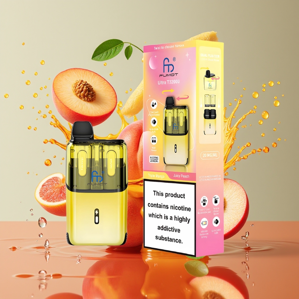 Fumot Ultra T32000 Engangs Vape Triple Mango & Saftig Fersken Norge Engros 32000 Puffs 24ml 800mAh