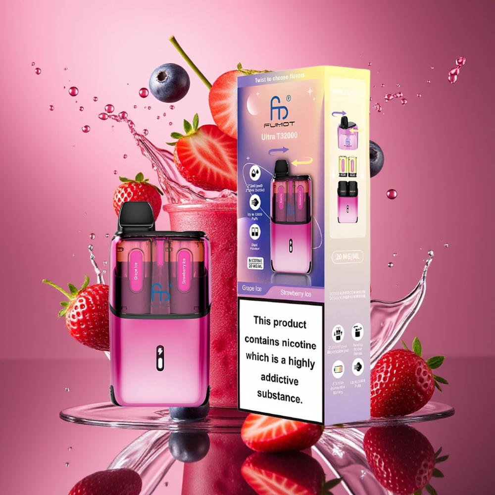 Fumot Ultra T32000 Norge Engros 32000 Puff 800mAh Druer Is & Jordbær Is