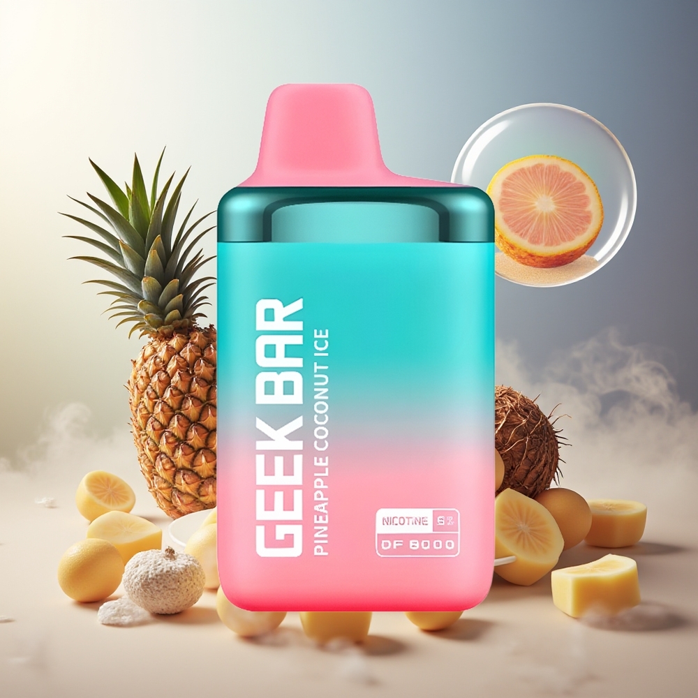 GEEK BAR DF8000 Engangs Vape Ananas Kokos Is 8000 puffs 14mL Norge Engros