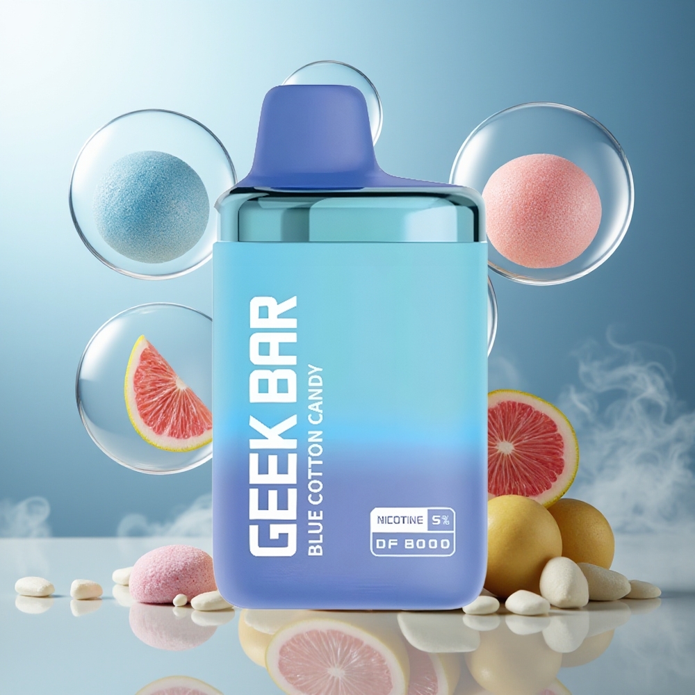 GEEK BAR DF8000 Engangs Vape Blå Sukkertøy Norge Engros 8000 Pust 14mL 20mg/mL Dual Mesh