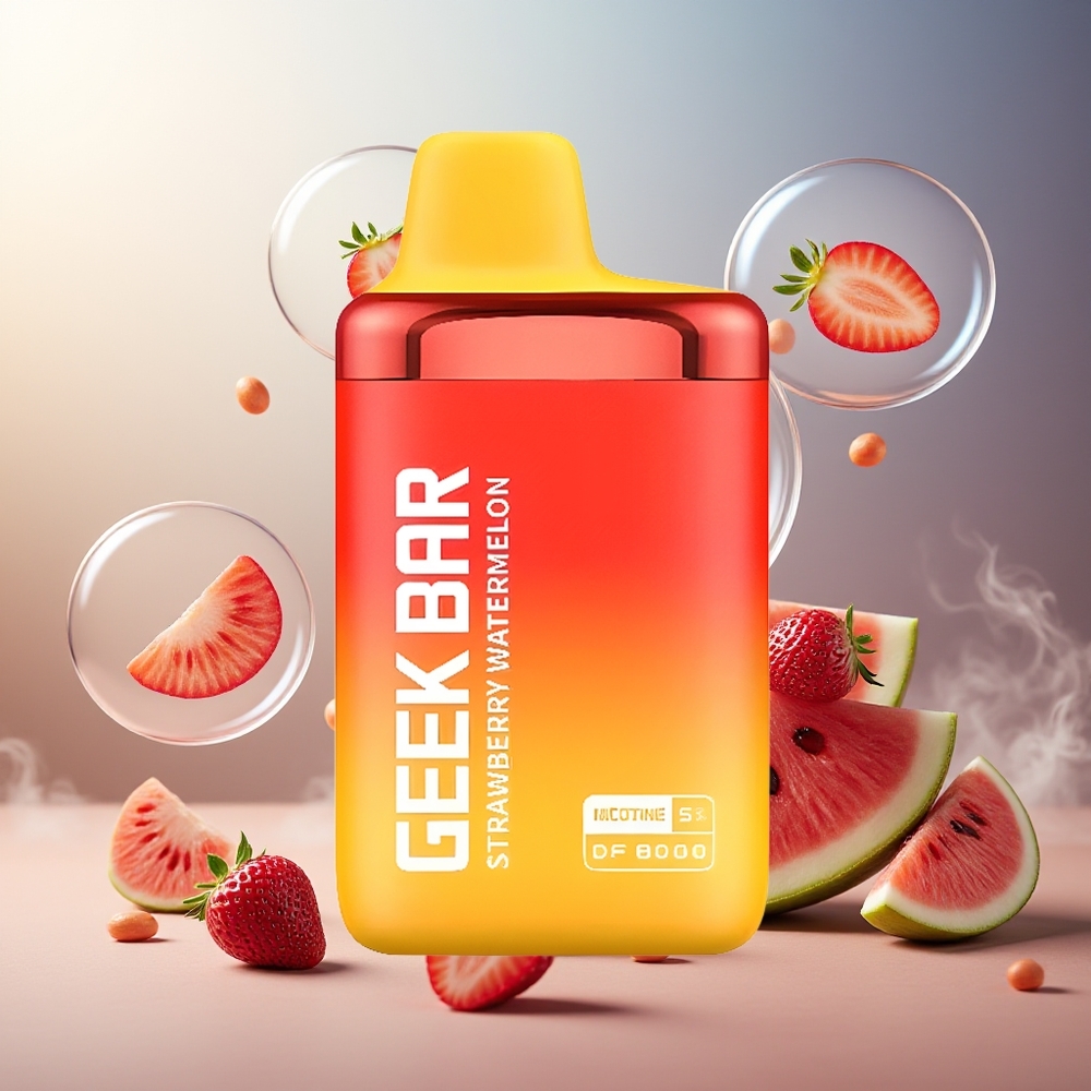 GEEK BAR DF8000 Engangs Vape Jordbær Vannmelon Norge Engros 8000 Puff 14mL 20mg/mL