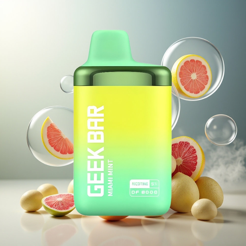 GEEK BAR DF8000 Engangs Vape Miami Mynte 8000 Sug 14mL 20mg/mL Norge Engros