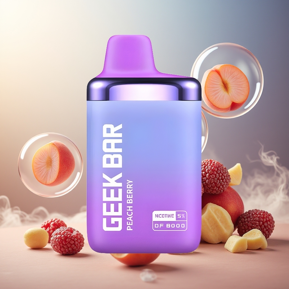 GEEK BAR DF8000 Norge Engros Engangsvape Fersken Bær 8000 Pust 14mL 20mg/mL Dual Mesh