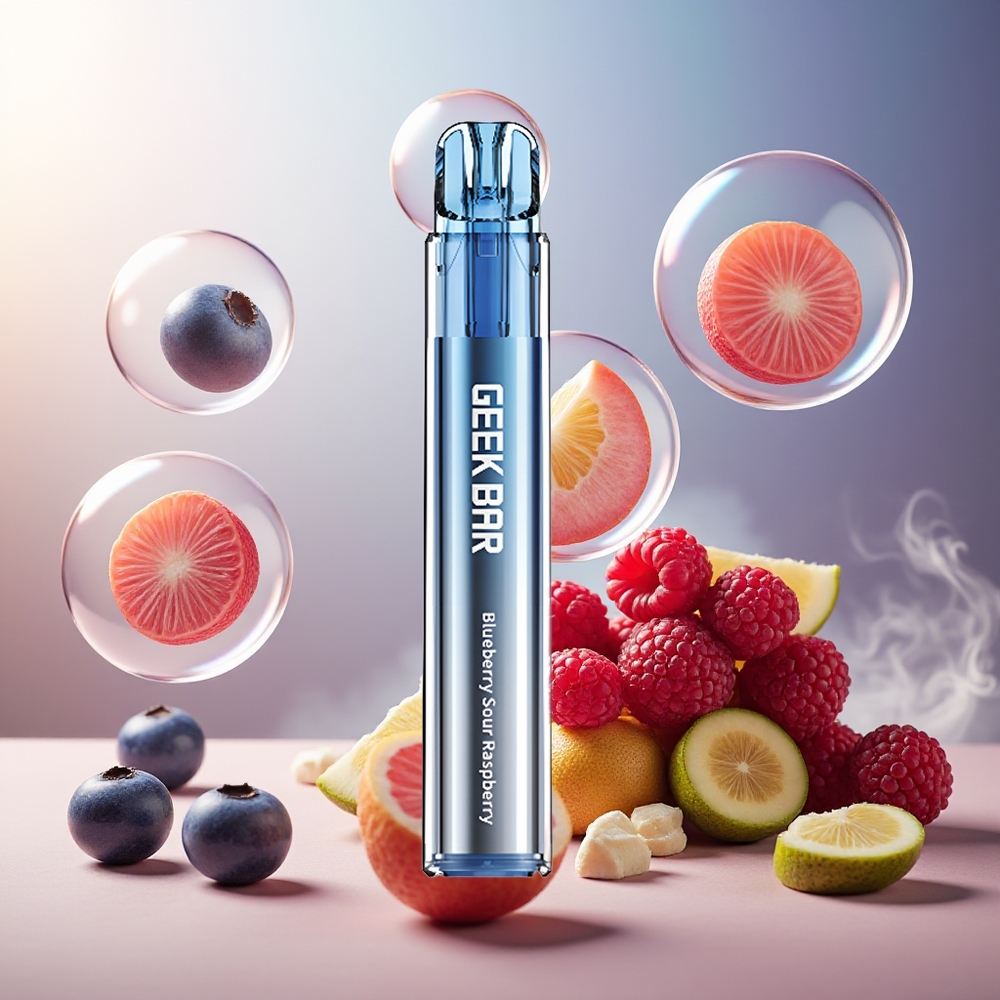 GEEK BAR Elite 1000 Puffs Blåbær Sur Bringebær Norge Engros 650mAh Mesh Coil