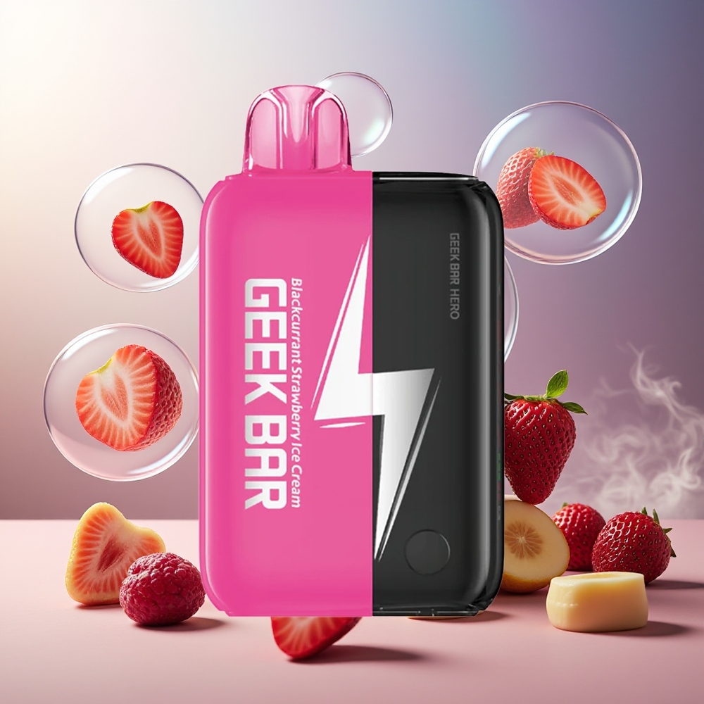 GEEK BAR Hero 20000 Puffs Norge Engros USB-C 1200mAh Svartrips Jordbæris