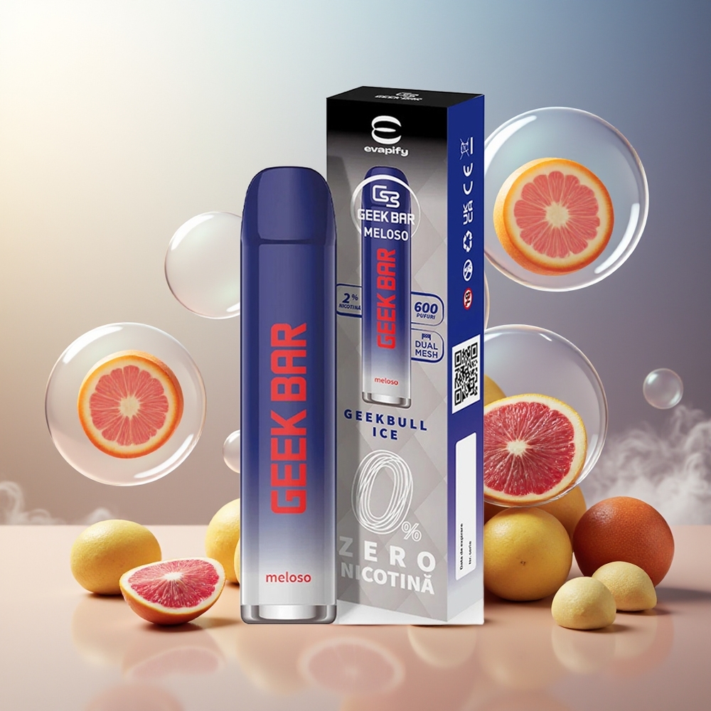 GEEK BAR Meloso 600 Puffs Engangs Vape 2ml 550mAh 20mg Norge Engros Is