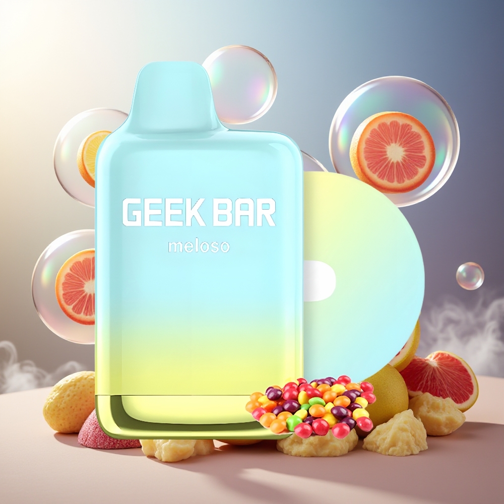 GEEK BAR Meloso Max 9000 Puffs 14ml 5% USB-C Dual Mesh Norge Engros Tropisk Regnbue Blast