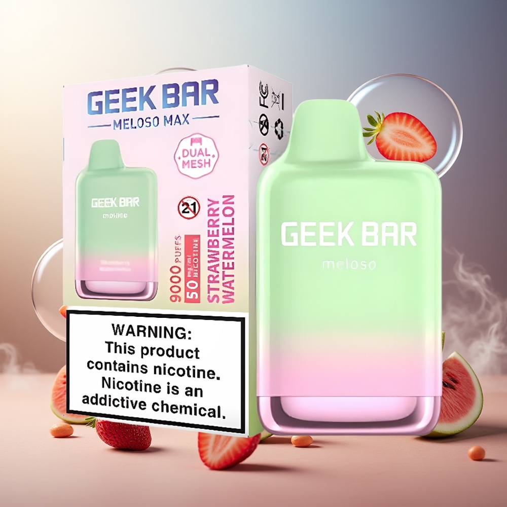 GEEK BAR Meloso Max 9000 Puffs 14ml 5% USB-C Norge Engros Jordbær Vannmelon