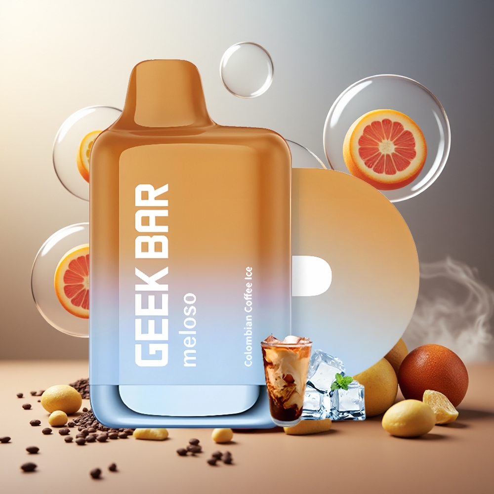 GEEK BAR Meloso Max 9000 Puffs 600mAh USB-C Dual Mesh Colombiansk Kaffe Is Norge Engros