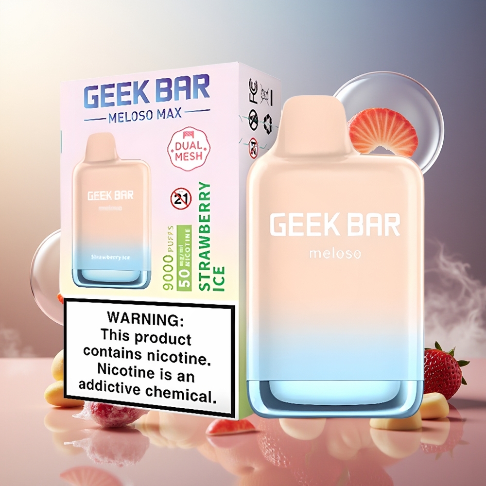 GEEK BAR Meloso Max 9000 Puffs Norge Engros 600mAh Type-C Dual Mesh Jordbæris