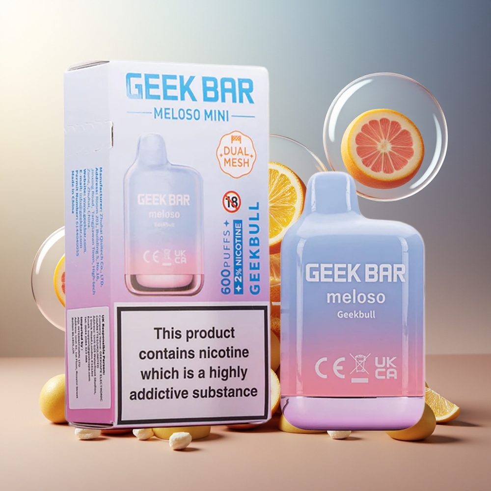 GEEK BAR Meloso Mini 600 Puffs 550mAh 2ml 50VG/50PG Dual Mesh Norge Engros