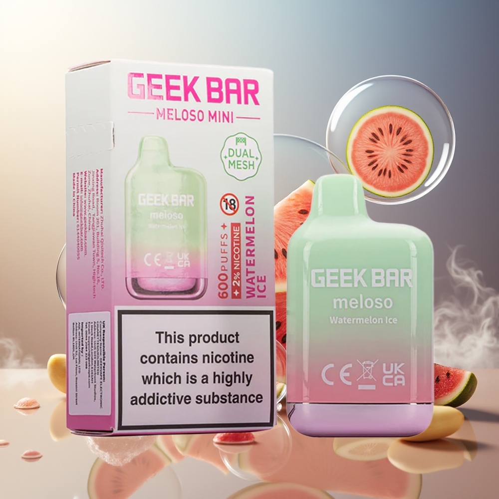 GEEK BAR Meloso Mini 600 Puffs Engangs E-Vape Vannmelon Is Norge Engros 550mAh 2ml 50VG/50PG Dual Mesh 20mg