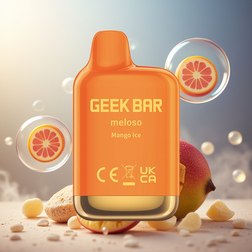 GEEK BAR Meloso Mini 600 Puffs Engros Norge 550mAh 2ml 50VG/50PG Dual Mesh Auto Draw Mango Is