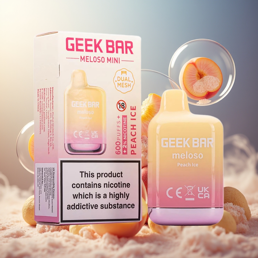 GEEK BAR Meloso Mini 600 Puffs Norge Engros 550mAh 2ml 20mg Fersken Is