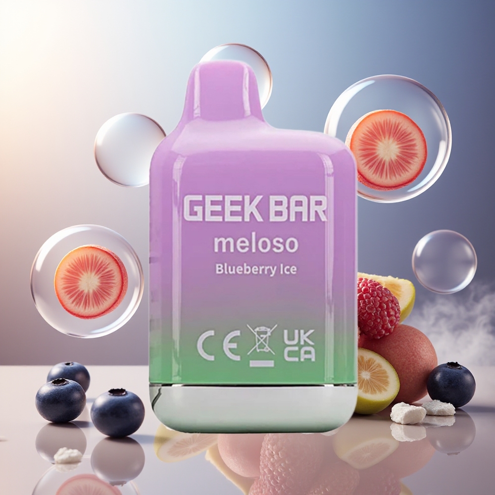 GEEK BAR Meloso Mini 600 Puffs Norge Engros Blåbær Is 550mAh 2ml 50VG/50PG Dual Mesh 20mg Auto Draw