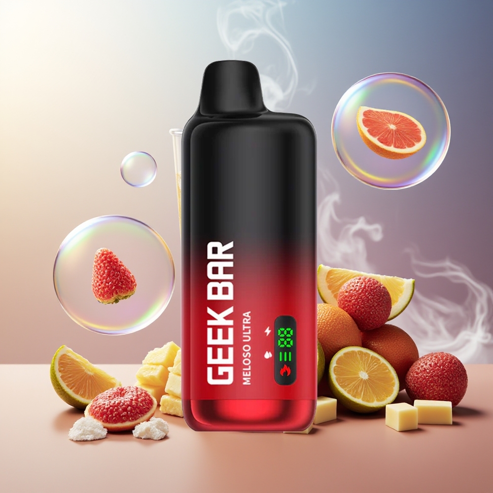 GEEK BAR Meloso Ultra 10000 Puffs Norge Engros 5% Nikotin 630 mAh USB-C Dual Mesh Smart LED Energidrikk Is