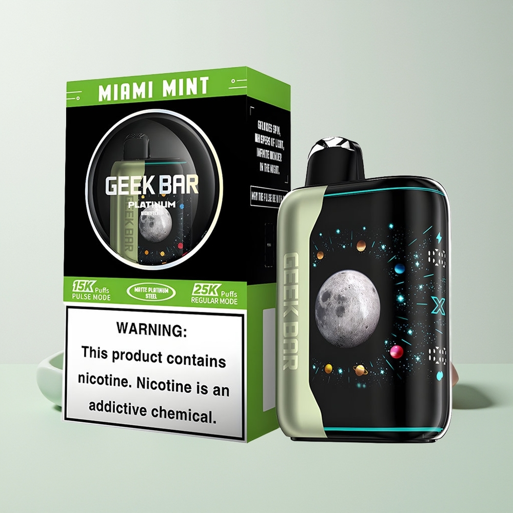 GEEK BAR Platinum Edition 25000 Norge Engros 20mL 2% Nikotin Miami Mynte Matte Platinum