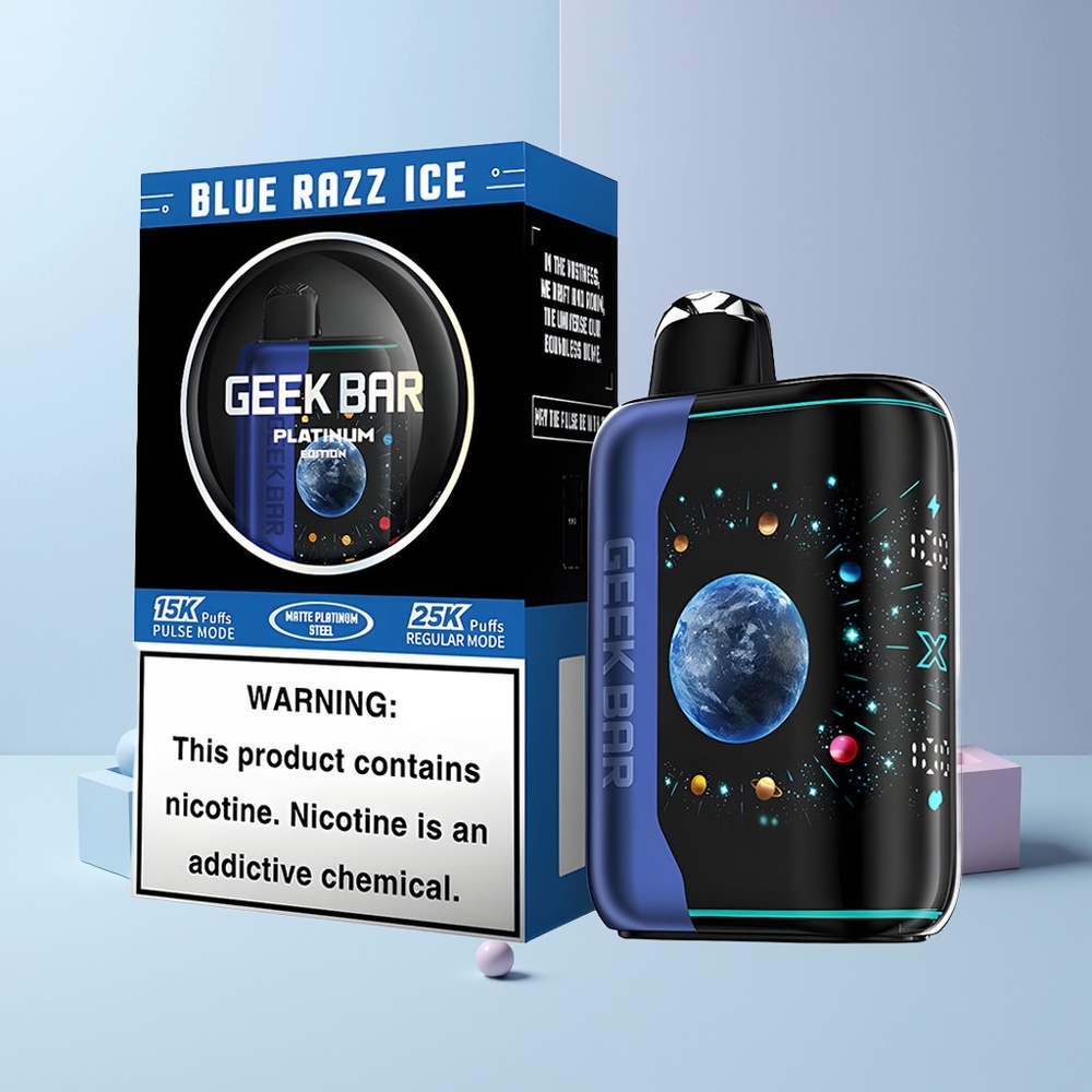 GEEK BAR Platinum Edition 25000 Norge Engros Blå Bringebær Is med 20mL E-Liquid og 2% Nikotin