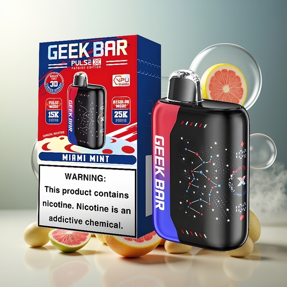 GEEK BAR Pulse X 25000 Puffs Norge Engros Patriot Utgave med 18mL og Dual Mesh Coil