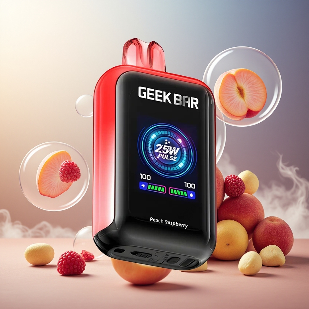 GEEK BAR Skyview 25000 Puffs Norge Engros Fersken Bringebær 16mL 50mg 800mAh TFT Skjerm