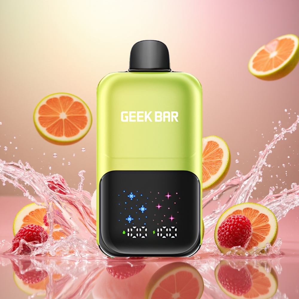 GEEKBAR 2GO 50000 Puffs Interaktiv Skjerm Justerbar Smak/Kjølighet 20ml Dual Tank Sur Eple Is Norge Engros