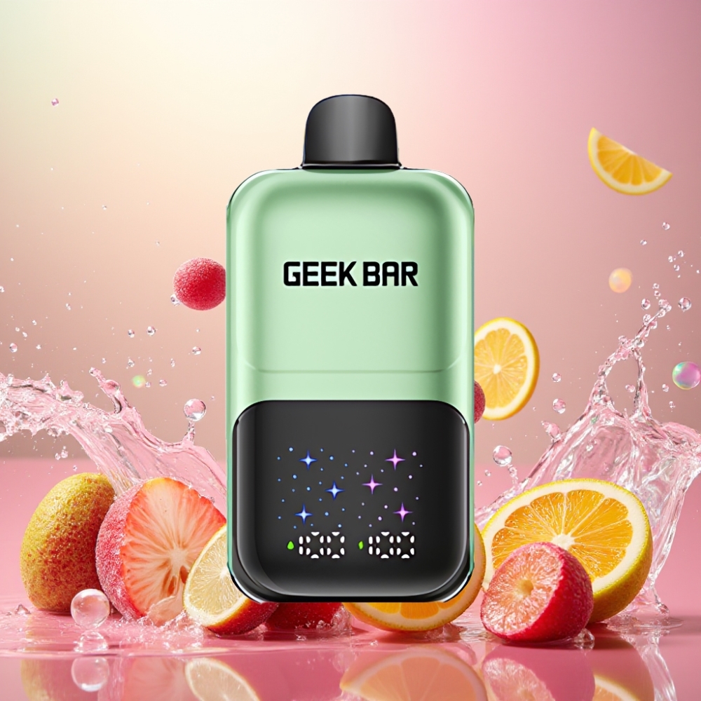 GEEKBAR 2GO 50000 Puffs Norge Engros Dual Tank 20mL Interaktiv Skjerm Sur Gods & Sur Frukt