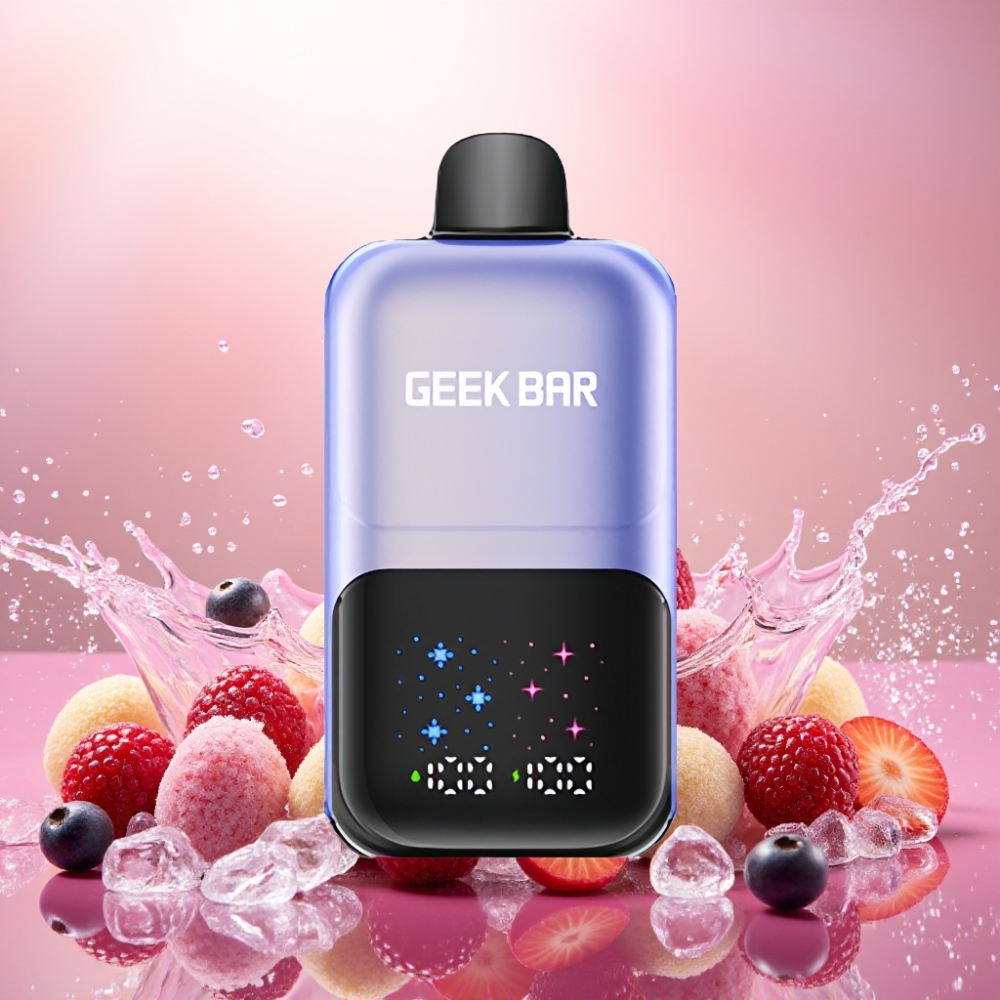 GEEKBAR 2GO 50000 Puffs Norge Engros Interaktiv Stor Skjerm 3-Nivå Justerbar Blandede Bær Is
