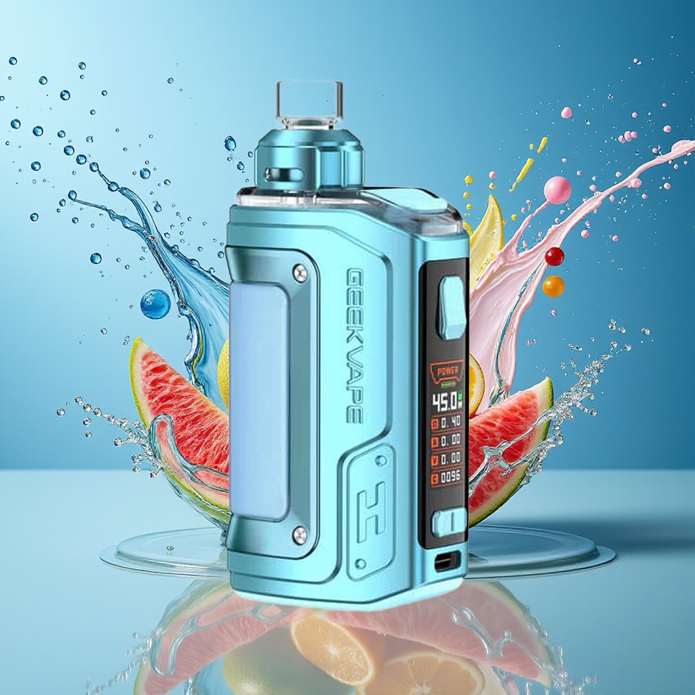 GeekVape H45 Aegis Hero 2 Crystal Edition 4ml 1400mAh 45W Krystallblå Pod Mod Kit Norge Engros