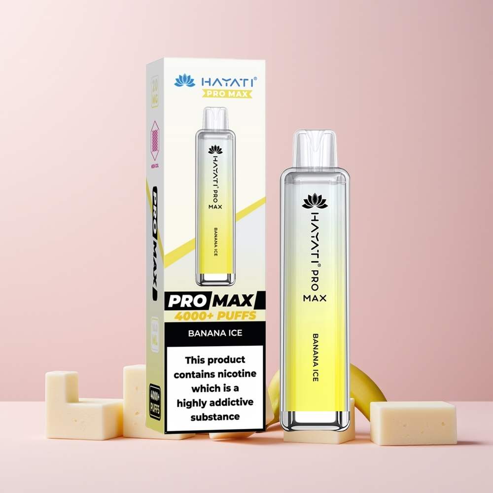 Hayati Pro Max 4000 Norge Engros Disposable Vape Bananis & Dual 1.1 Ohm Mesh Coil 1400mAh