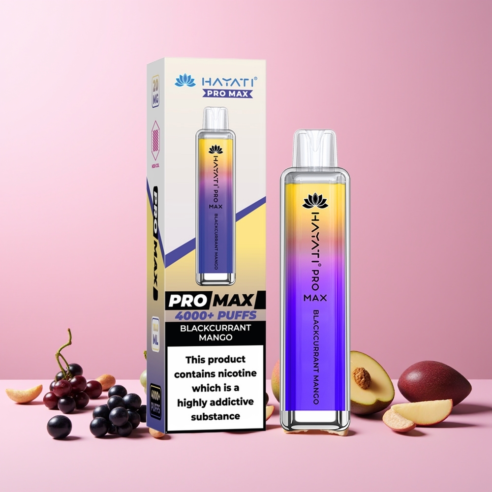 Hayati Pro Max 4000 Norge Engros Svartrips Mango 5% Nikotin 1400mAh Ladbar