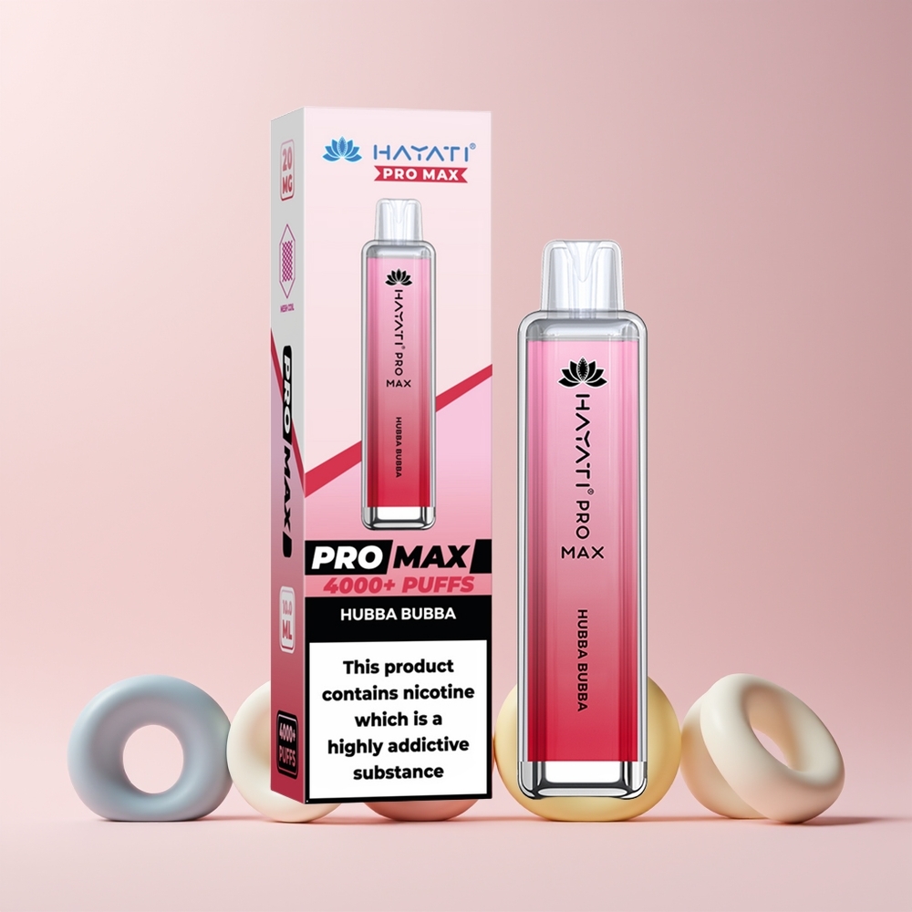 Hayati Pro Max 4000 Puffs Engangs Vape Hubba Bubba 2ml 10ml Auto Påfyll Norge Engros