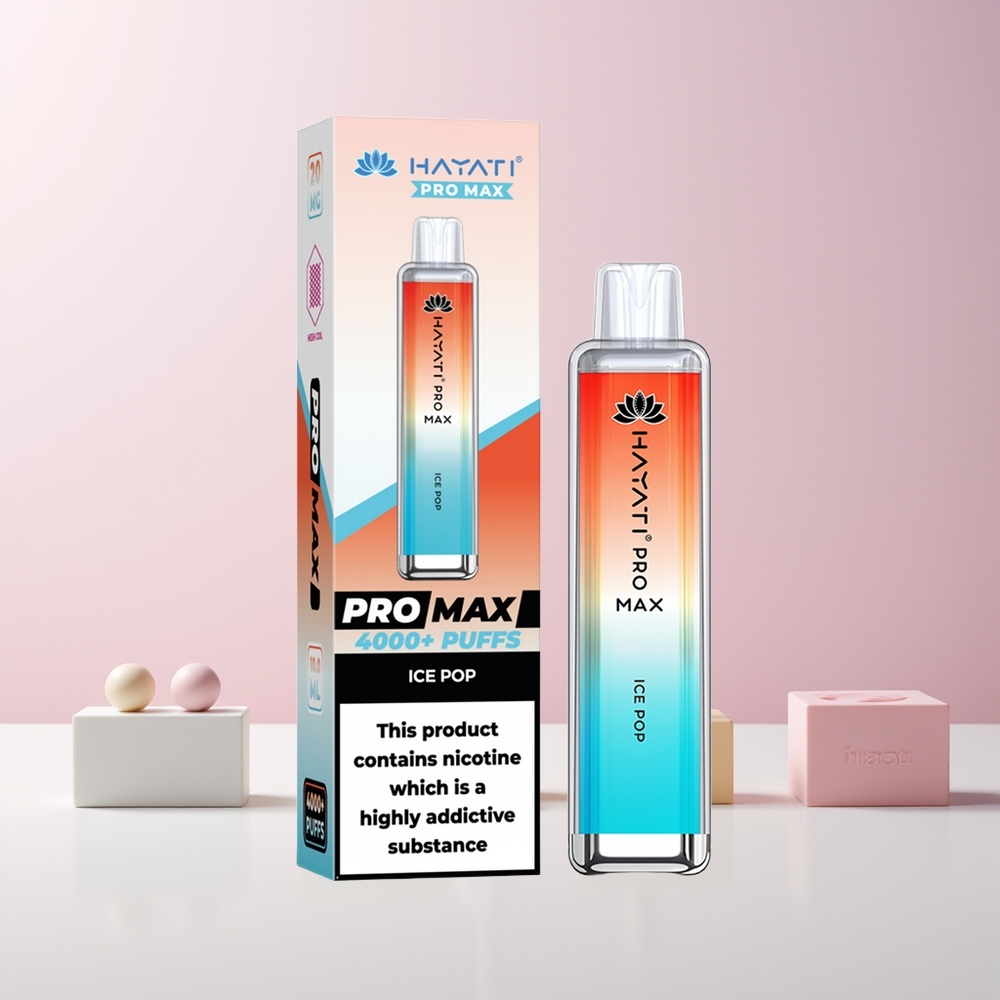 Hayati Pro Max 4000 Puffs Engangs Vape Is Pop Rechargeable 1400mAh Norge Engros