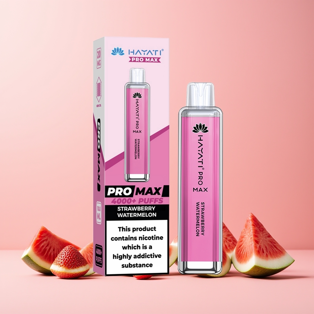 Hayati Pro Max 4000 Puffs Engangs Vape Jordbær Vannmelon Norge Engros 1400mAh