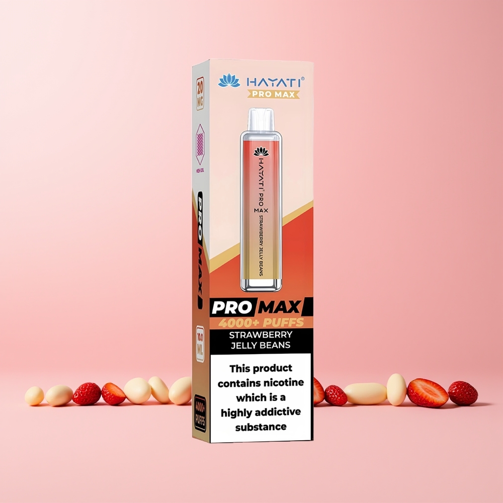 Hayati Pro Max 4000 Puffs Engangs Vape Jordbærgummi Norge Engros 1400mAh