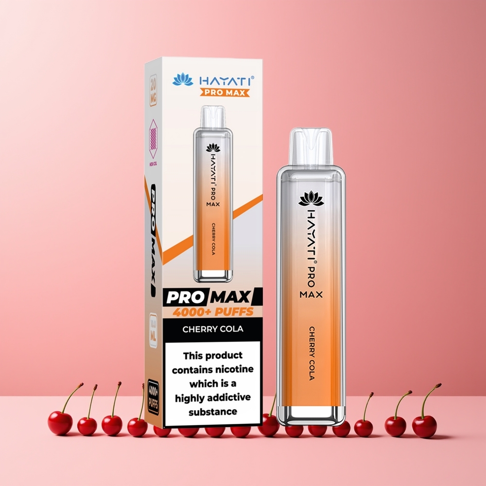 Hayati Pro Max 4000 Puffs Engangs Vape Kirsebær Cola Norge Engros 1400mAh 2ml