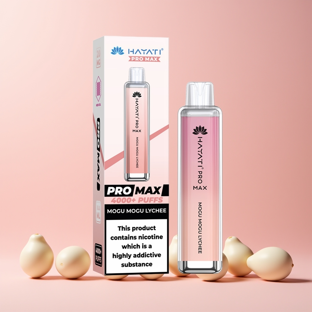 Hayati Pro Max 4000 Puffs Engangs Vape Mogu Mogu Litchi Norge Engros 1400mAh