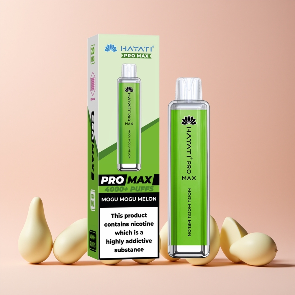 Hayati Pro Max 4000 Puffs Engangs Vape Mogu Mogu Melon Norge Engros 1400mAh 2ml TPD