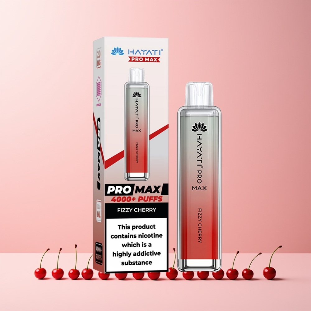Hayati Pro Max 4000 Puffs Engangs Vape Sprudlende Kirsebær Norge Engros 1400mAh TPD