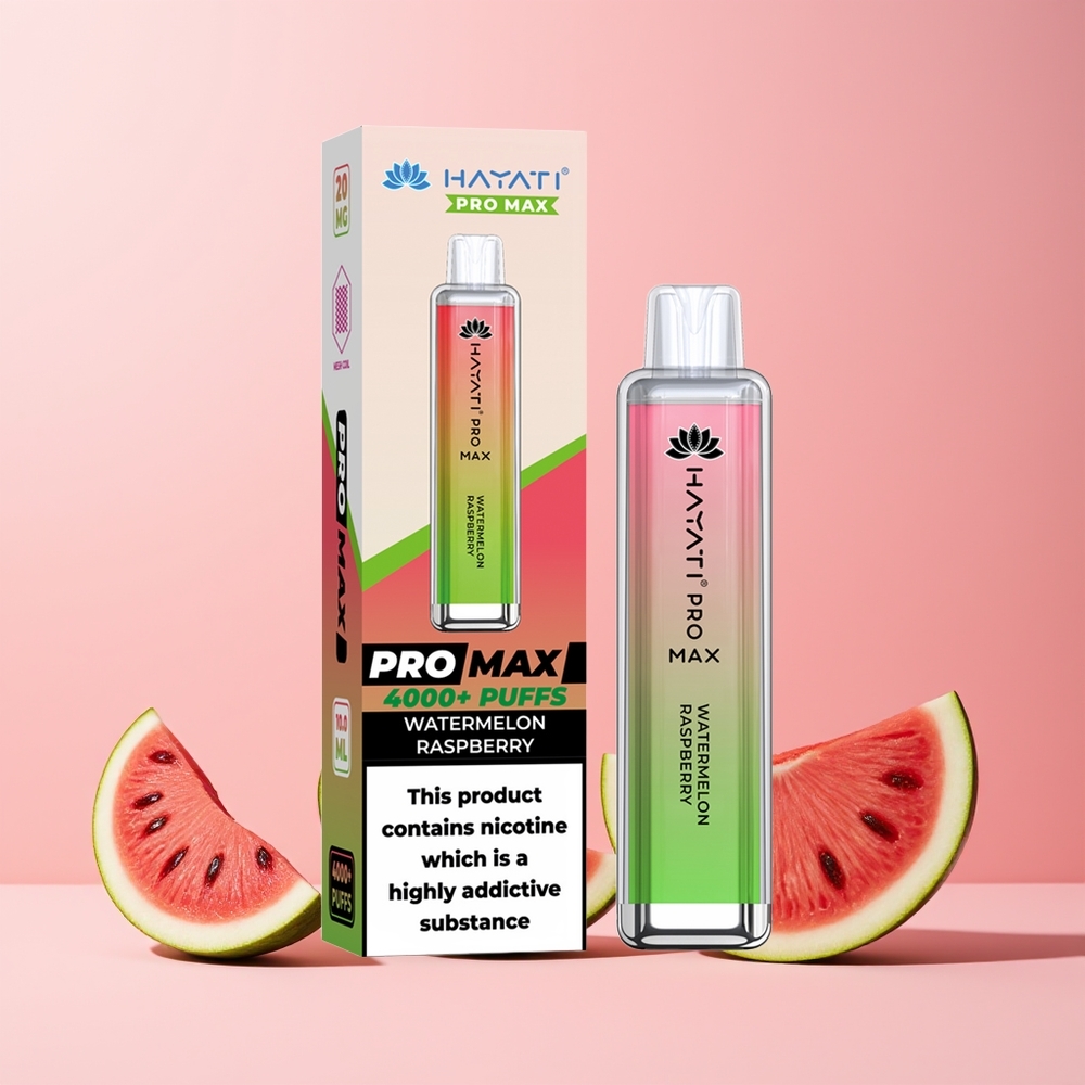Hayati Pro Max 4000 Puffs Engangs Vape Vannmelon Bringebær Norge Engros 1400mAh 2ml TPD