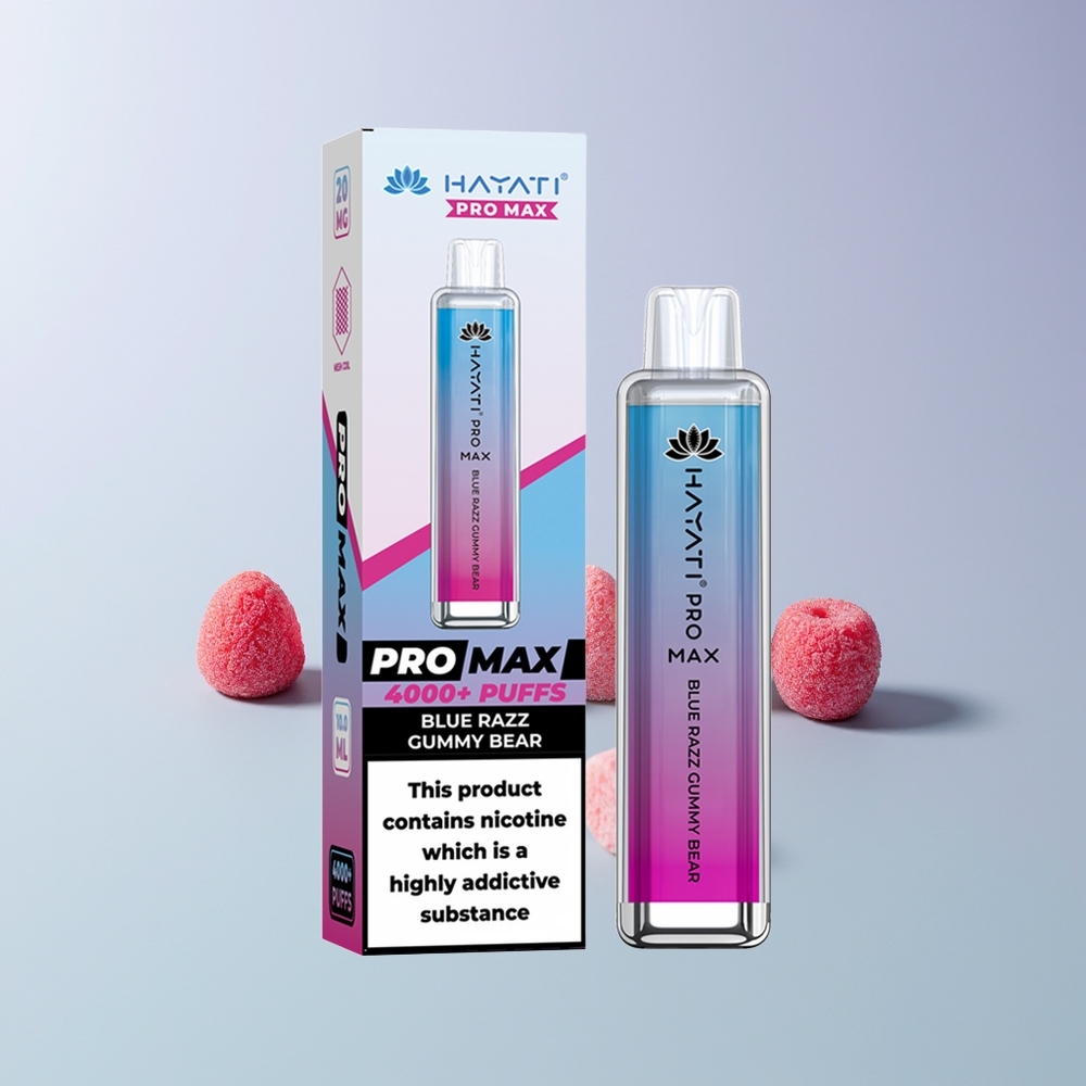 Hayati Pro Max 4000 Puffs Engangsdamp Blå Ripsgodis Norge Engros 1400mAh 5%
