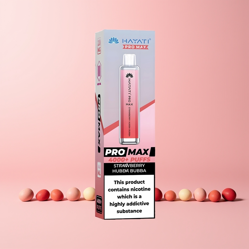 Hayati Pro Max 4000 Puffs Engangsdamp Jordbær Hubba Bubba Norge Engros 1400mAh