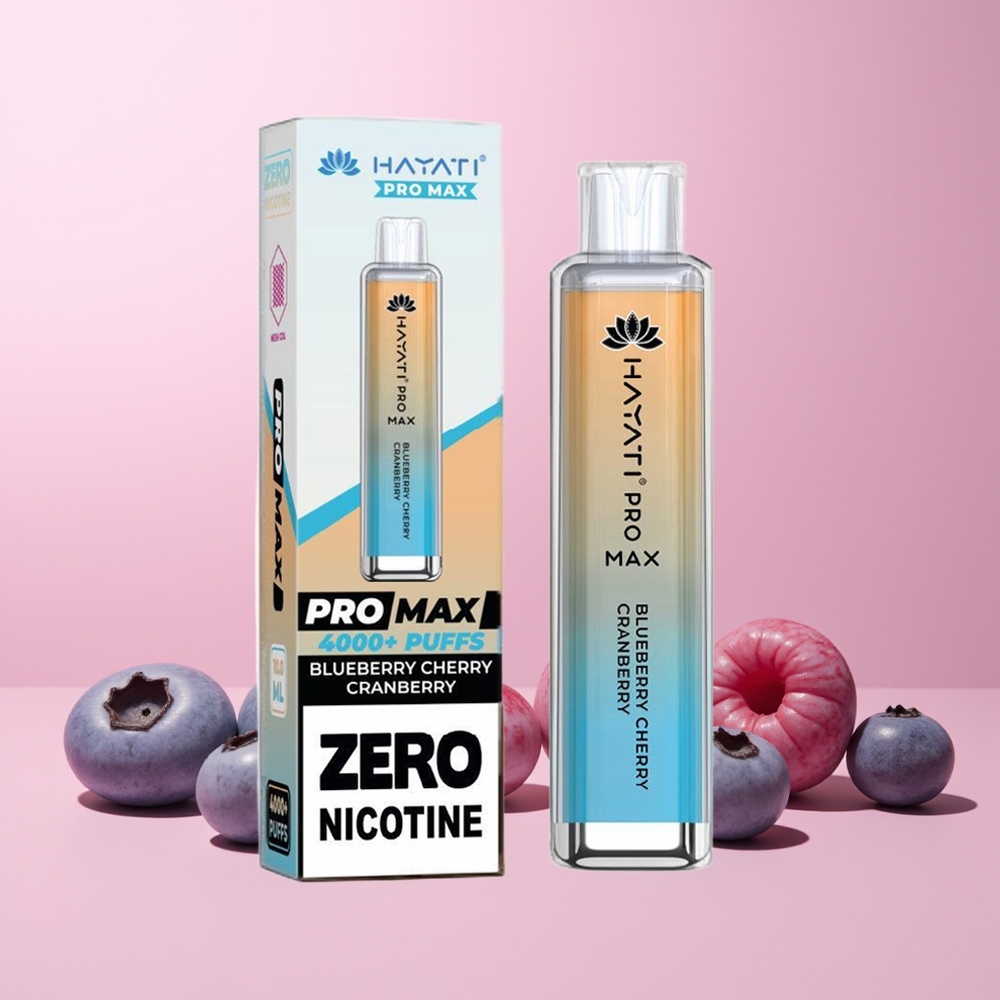 Hayati Pro Max 4000 Puffs Engangsdamp Norge Engros Blåbær Kirsebær Tyttebær 5% Nikotin 1400mAh