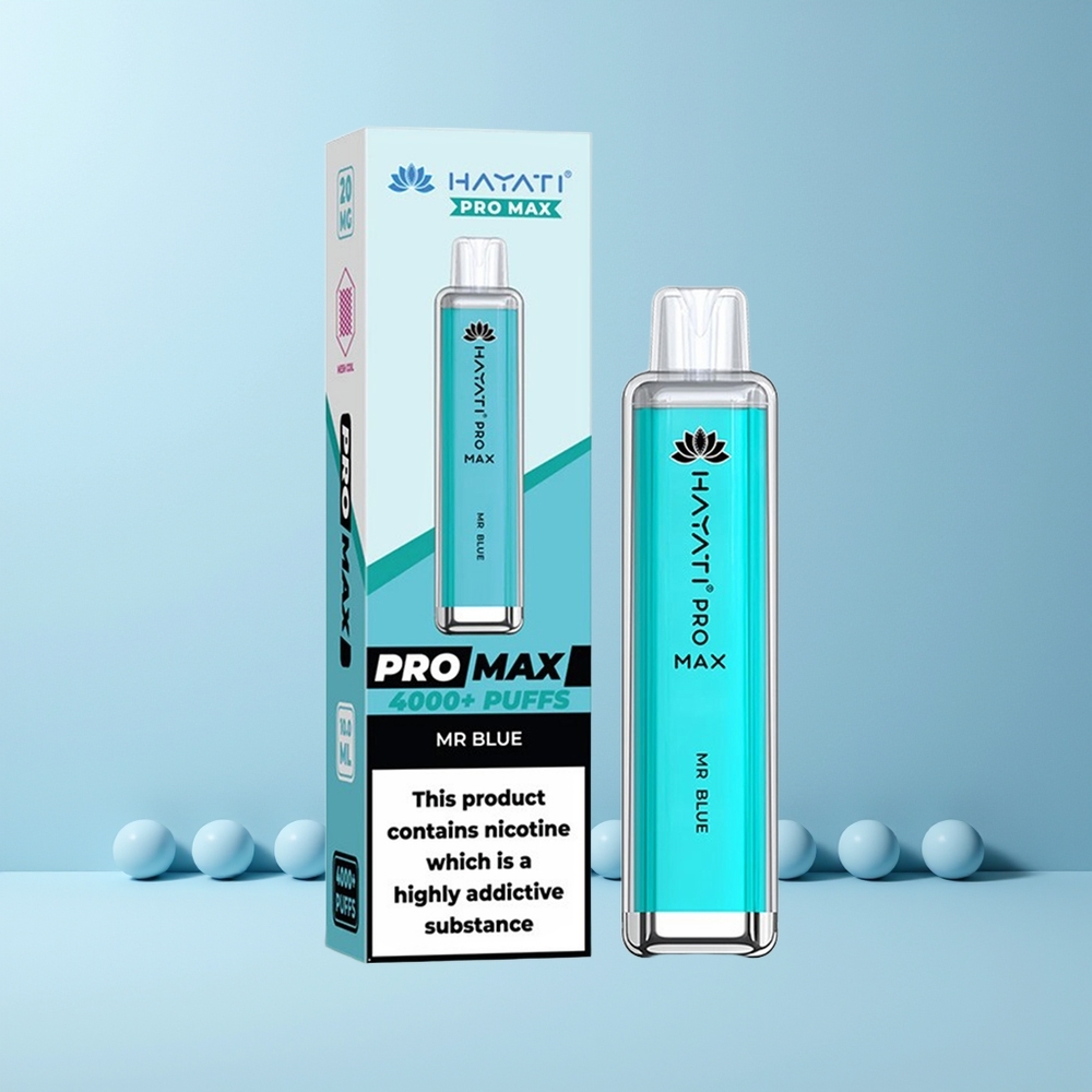 Hayati Pro Max 4000 Puffs Engangsdamper Norge Engros med 1400mAh batteri og LED-lys Herr Blå