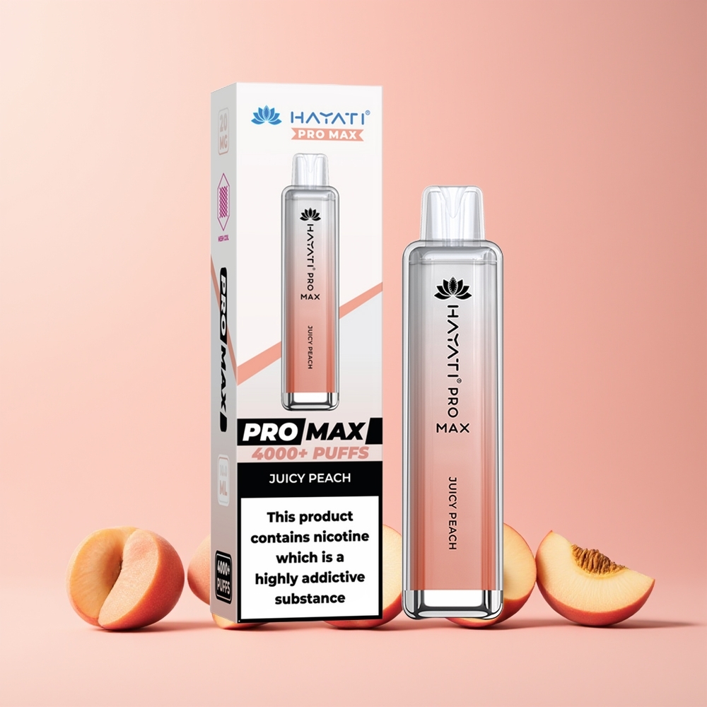 Hayati Pro Max 4000 Puffs Engangsvape Saftig Fersken Norge Engros 2% Nikotin 1400mAh
