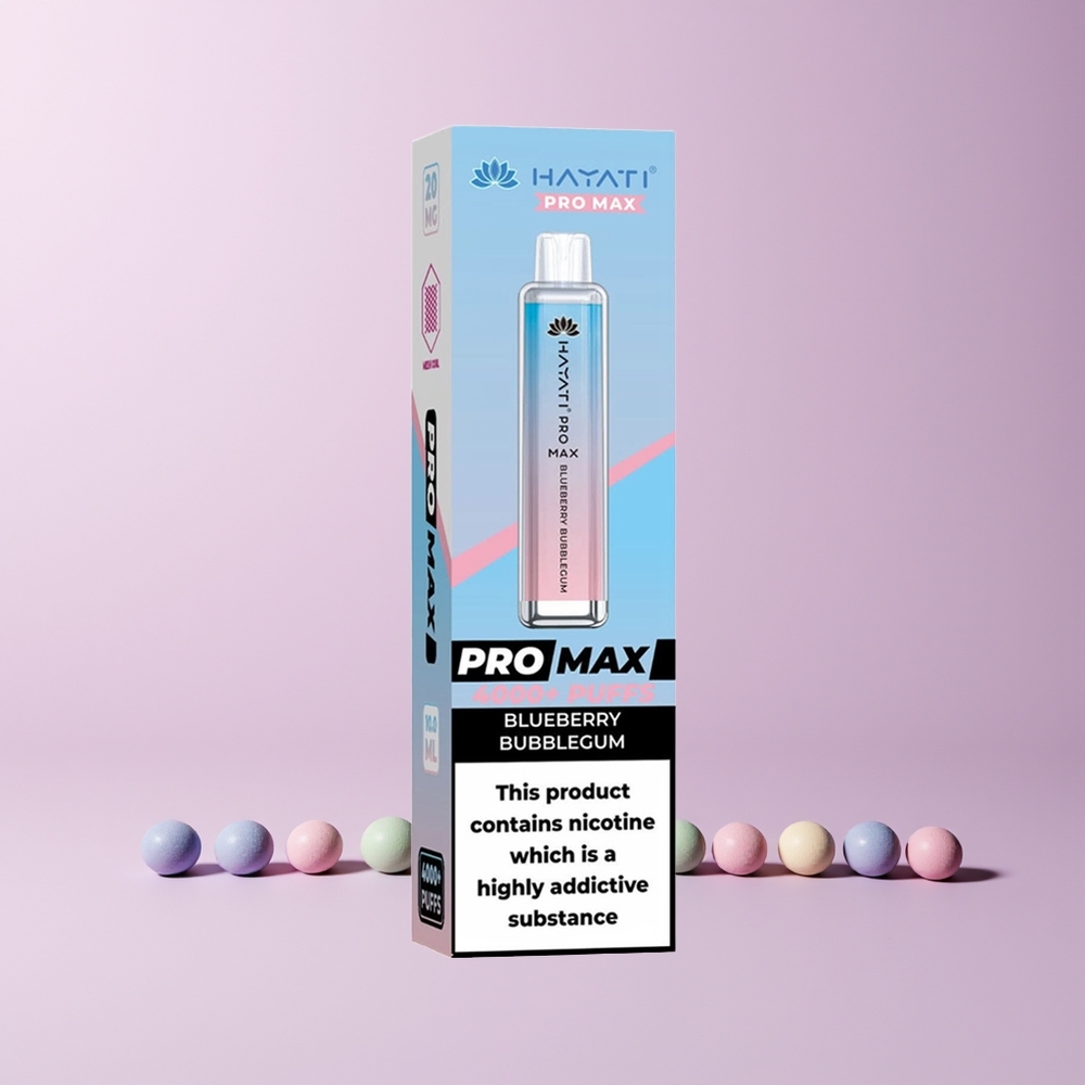 Hayati Pro Max 4000 Puffs Norge Engros 1400mAh Blåbær Tyggegummi TPD-Kompatibel