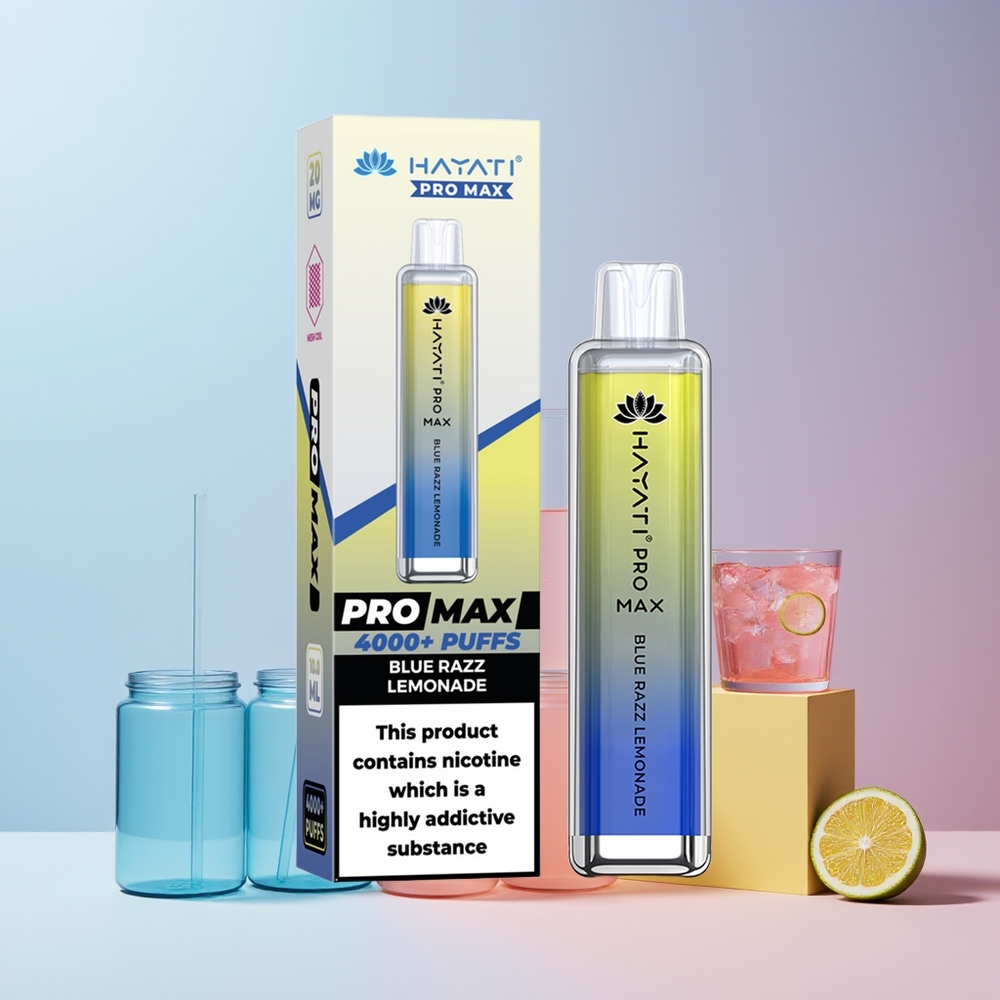 Hayati Pro Max 4000 Puffs Norge Engros Blå Bringebær Lemonade 2% Nikotin 1400mAh