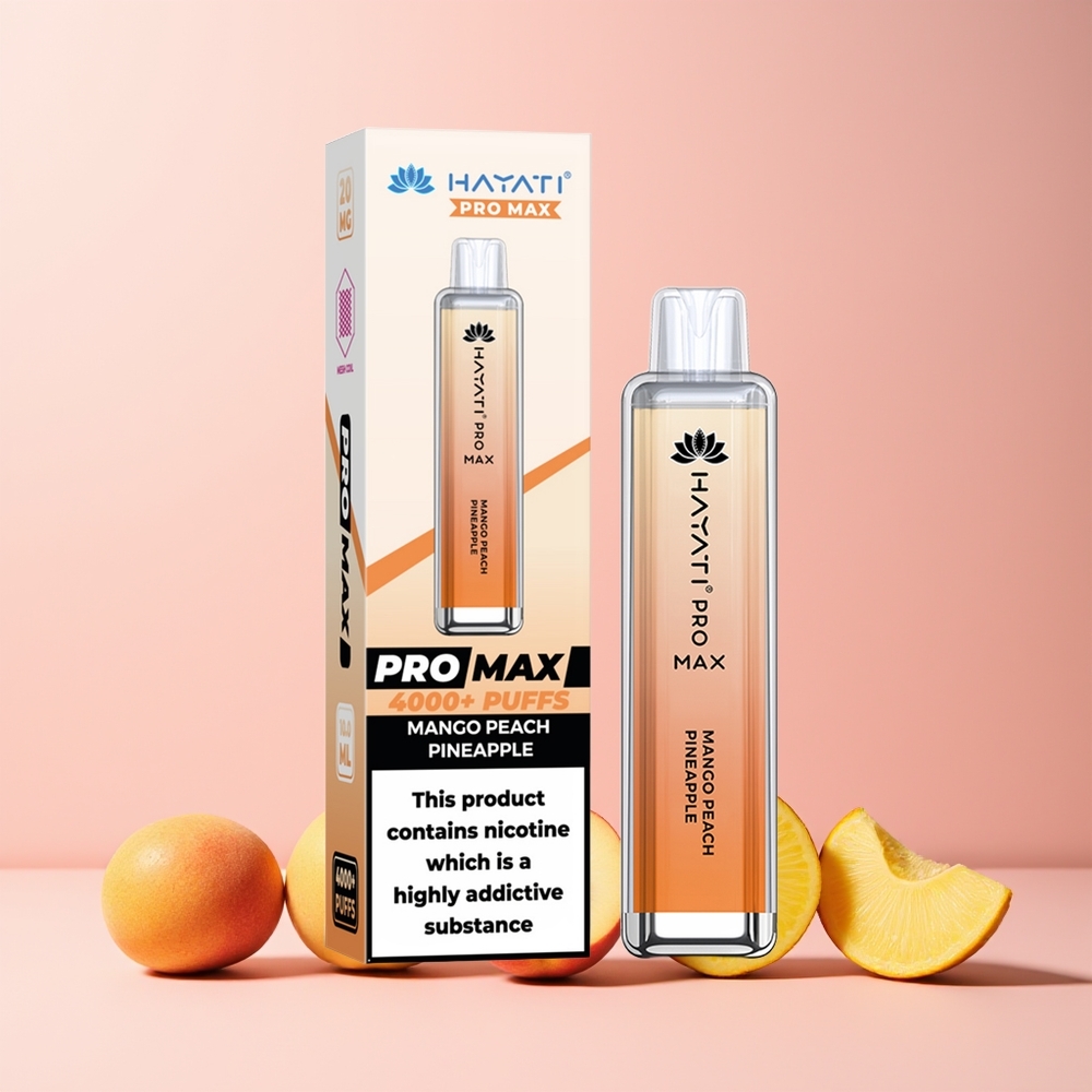 Hayati Pro Max 4000 Puffs Norge Engros Disposable Vape Mango Fersken Ananas 1400mAh